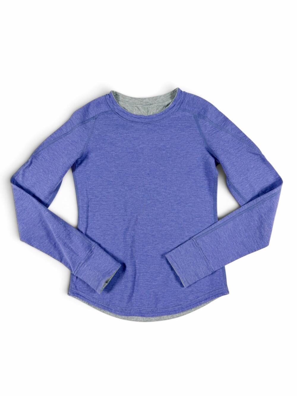 Ivivva Dual Dimension Reversible Long Sleeve Shirt Purple Gray Girls Size 10 est